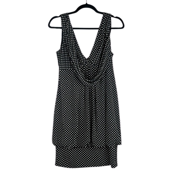 Tiana B. Black & White Polka Dot V-Neck Sleeveless Special Occasion Dress Size L - Picture 1 of 7